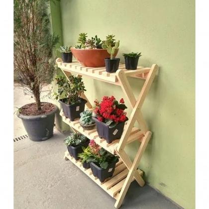 Imagem de Fruteira Portatil Tripla Expositora De Vasos E Suculentas