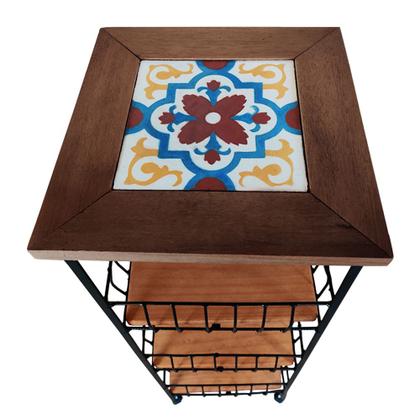 Imagem de Fruteira Rústica de Ferro e Madeira 3 Andares Decorativos