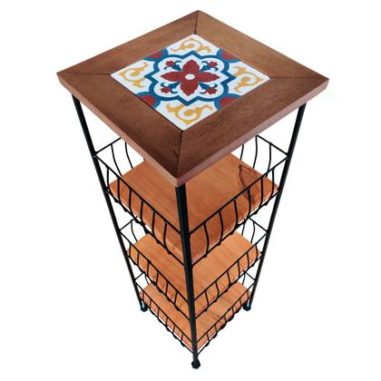 Imagem de Fruteira Rústica de Ferro e Madeira 3 Andares Decorativos