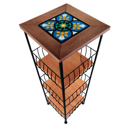 Imagem de Fruteira Rústica de Ferro e Madeira 3 Andares Decorativos