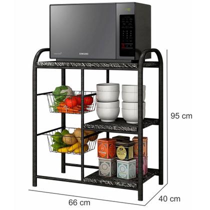 Imagem de Fruteira Teixeira Escocia para 01 forno com 02 prateleiras tampo em MDP e 02 cestos Preto Martelado