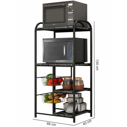 Imagem de Fruteira Teixeira Irlanda para 2 forno com 02 prateleiras tampo em MDP e 02 cestos Preto Martelado