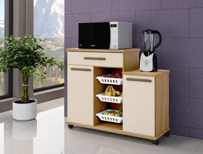 Imagem de Fruteira Teresina Arte Móveis 2 Portas 1 Gaveta 3 Cestos