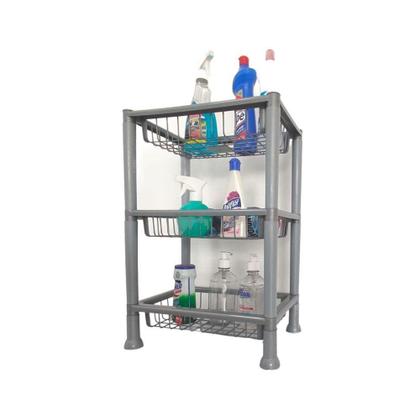 Imagem de Fruteira Tripla Cesto Organizador Multiuso Banheiro Cozinha - Plasnew