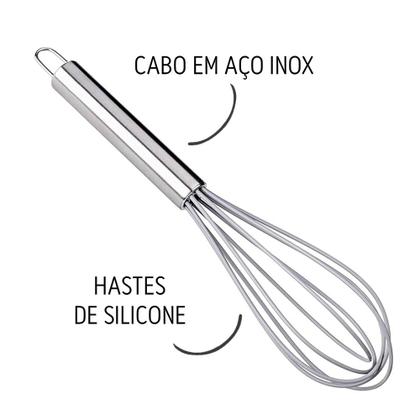 Imagem de Fue Batedor de Ovos Claras Aço Inox Hastes de Silicone 30cm Em Casa Tem