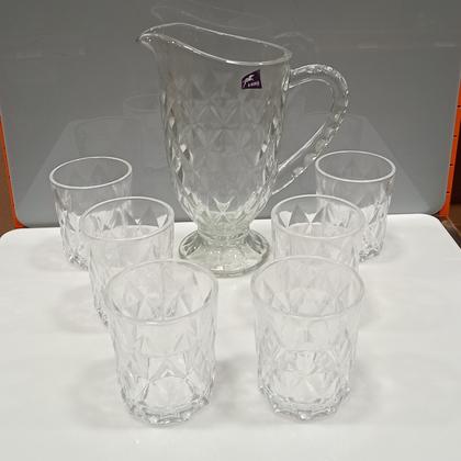 Imagem de FULL DIAMOND JG JARRA/COPOS 23x20x12cm 1L/275ml CRISTAL ECO TRANSP 7PÇ