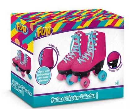 Imagem de Fun Patins Clássico Rosa 4 Rodas 35 36