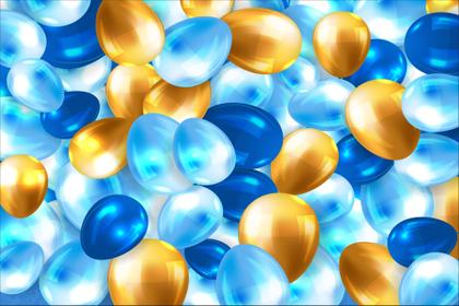 Imagem de Fundo Fotografico em Tecido Balão Azul e Dourado -150x170cm