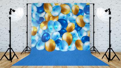 Imagem de Fundo Fotografico em Tecido Balão Azul e Dourado -150x170cm