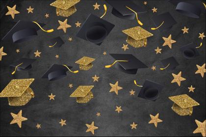 Imagem de Fundo Fotográfico em Tecido Formatura Capelo Glitter Dourado- 150x170cm