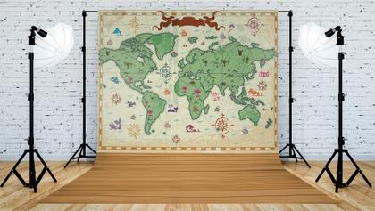 Imagem de Fundo Fotografico em Tecido Mapa Mundi Madeira - 150x170cm