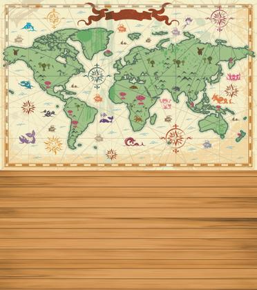 Imagem de Fundo Fotografico em Tecido Mapa Mundi Madeira - 150x170cm