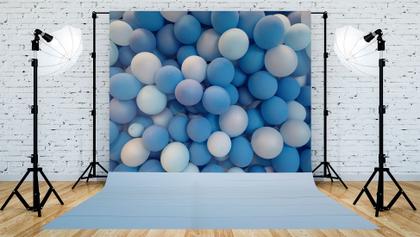 Imagem de Fundo Fotografico em Tecido Parede Bexiga Balão Azul e Branco-150x170cm