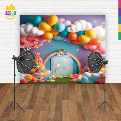 Fundo Fotográfico Newborn Balões 2,20m x 1,50m F249 - Prime Decor Festas Imagem de Fundo Fotográfico Newborn Balões 2,20m x 1,50m F249