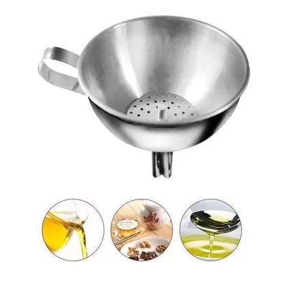 Imagem de Funil Aço Inox Com Peneira Coador 15cm - Kehome - 6240