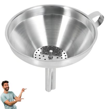 Imagem de Funil Com Peneira Coador Aço Inox 15cm Profissional Coquetel