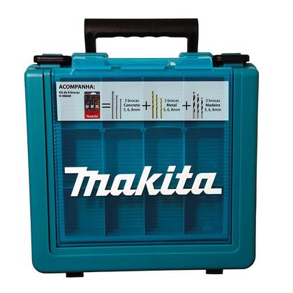 Imagem de Furadeira de impacto 1/2" 220V  760W Makita HP1640KX1 Com Maleta + Jogo de Broca