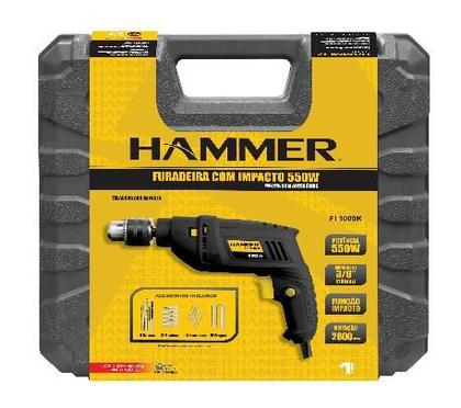 Imagem de Furadeira De Impacto 3/8'' 550w 110v Com Maleta Prof. Hammer