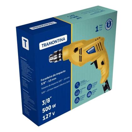 Imagem de Furadeira De Impacto 500 W 3/8" 127 V Tramontina Com Sistema De Reversão E Botão Para Travamento De Gatilho