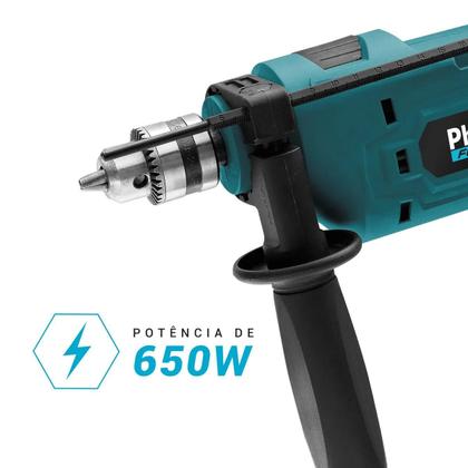 Imagem de Furadeira de impacto e maleta pfu01mf 650w philco 127v cor azul turquesa