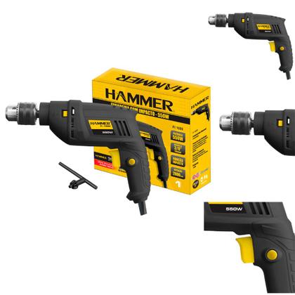 Imagem de Furadeira de Impacto Hammer GYFI1000 3/8 550 W 220V  Mandril 10 mm, 2.800 RPM, 45.000 IPM, Trava Contínua