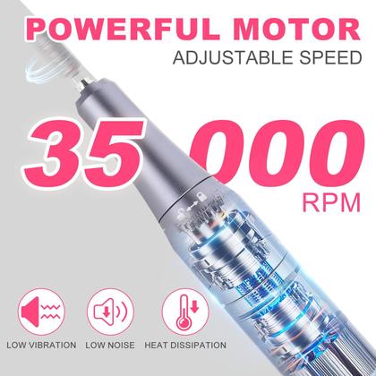 Imagem de Furadeira de unhas elétrica MEKK 35000RPM com 12 bits sem fio