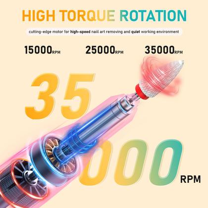 Imagem de Furadeira de unhas elétrica MuGle 35000RPM recarregável com kit de brocas