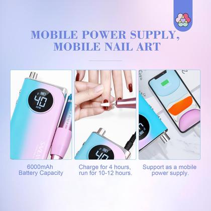 Imagem de Furadeira de unhas elétrica SAVILAND 40000RPM com kit de unhas 2600mAh