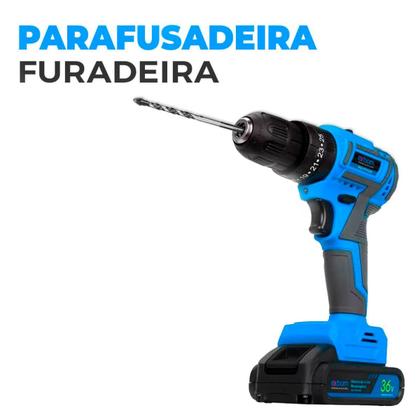 Imagem de Furadeira e Parafusadeira 2 em 1 36v 2 Baterias Recarregável
