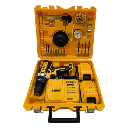 Imagem de Furadeira e Parafusadeira A Bateria 21v Max Sem Fio Bivolt Com Kit 26 Peças Maleta