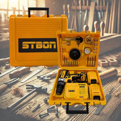 Imagem de Furadeira e Parafusadeira A Bateria 21v Max Sem Fio Bivolt Com Kit 26 Peças Maleta