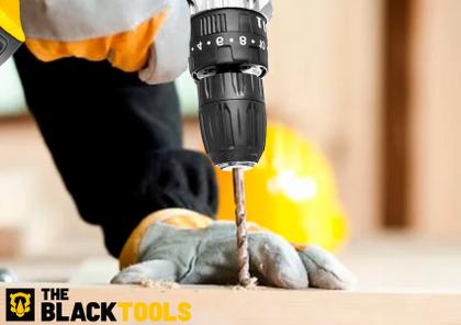 Imagem de Furadeira E Parafusadeira De Impacto 2 Baterias 2000mah 21v 3/8 Tb-21pkx The Black Tools Com Maleta E Acessorios