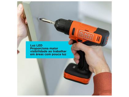 Imagem de Furadeira e Parafusadeira de Impacto Black+Decker a Bateria 20 Peças BCD712VHD-BR