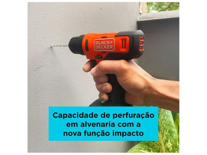 Imagem de Furadeira e Parafusadeira de Impacto Black+Decker a Bateria 20 Peças BCD712VHD-BR