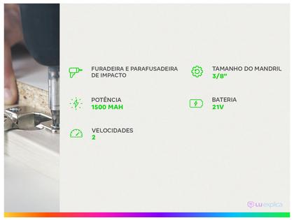 Imagem de Furadeira e Parafusadeira de Impacto WAP a Bateria 1500 mAh com Maleta K21 ID01