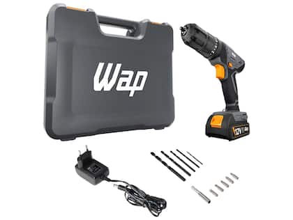 Furadeira e Parafusadeira de Impacto WAP a Bateria com Maleta 15 Peças WF 12K4.2