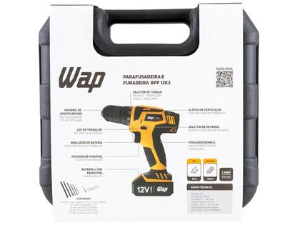 Imagem de Furadeira e Parafusadeira Wap a Bateria 12V com Maleta 13 Peças BPF 12K3