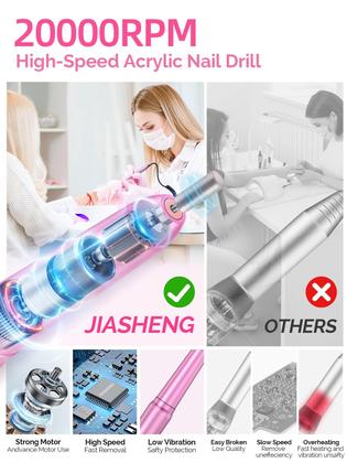 Imagem de Furadeira Elétrica para Unhas JIASHENG 20000 RPM - Gel e Acrílico