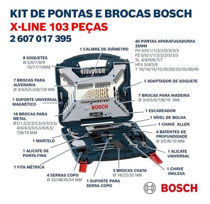 Imagem de Furadeira Impacto Bosch 13mm Gsb 550 Re Kit 103 X Line 220v
