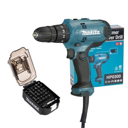 Imagem de Furadeira Paraf Impcto 3/8 320W Hp0300 Makita + Kit 31P 110V