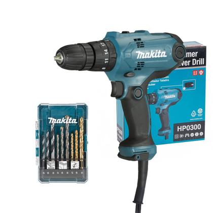 Imagem de Furadeira Parafusad Impcto Makita 3/8 320w HP0300 + Brocas