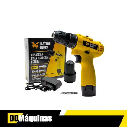 Imagem de Furadeira Parafusadeira 3/8" 12V 1 Bit Fasterr C/ Kit 128 Peças jogo Brocas e Bits