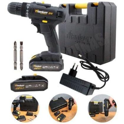 Furadeira Parafusadeira 3/8'' 2 Baterias 21V Bivolt Titanium