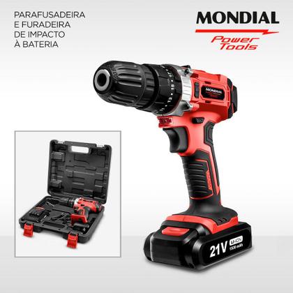 Imagem de Furadeira Parafusadeira 3/8" 21V Mondial PF-09M com Maleta Bivolt