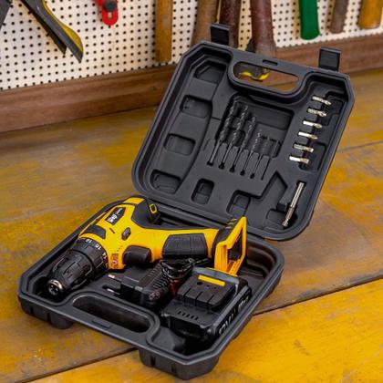 Imagem de Furadeira Parafusadeira 3/8" a bateria 12V com kit de brocas e bits - BPF 12K3 (110V/220V)