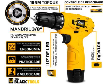 Imagem de Furadeira Parafusadeira 3/8 Bateria 12v Bivolt Com Jogo De Soquete 40 Peças