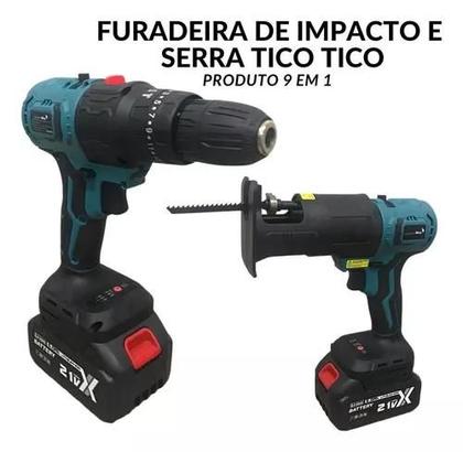 Imagem de Furadeira Parafusadeira Bateria Multifuncional 9 Em 1 - BATRERIA 21 V