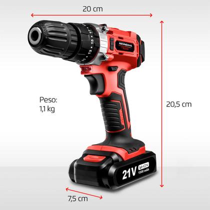 Imagem de Furadeira Parafusadeira de Impacto 3/8" a bateria 21V com maleta - PF-09M - Mondial