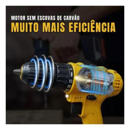 Imagem de Furadeira Parafusadeira Sem Fio 2 Baterias 48v 2100mah Potência Maleta Torque 50nm E Maleta