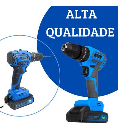 Imagem de Furadeira Parafusadeira Sem Fio 36V 2Baterias Estojo Bivolt